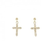 K18YG クロス ダイヤモンド ピアス 0.30CT