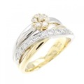 K18YG/PT フラワー ダイヤモンド リング 0.41CT