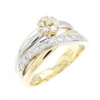 K18YG/PT フラワー ダイヤモンド リング 0.41CT