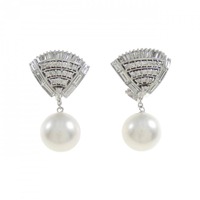 K18WG 白蝶パール ピアス 11.2mm