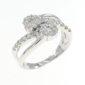 K18WG フラワー ダイヤモンド リング 0.70CT