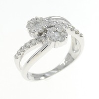 K18WG フラワー ダイヤモンド リング 0.70CT