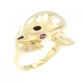 K18YG ドルフィン ルビー リング 0.09CT