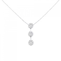 K18WG スリーストーン ダイヤモンド ネックレス 0.50CT