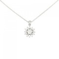 K18WG フラワー ダイヤモンド ネックレス 0.25CT