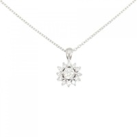 K18WG フラワー ダイヤモンド ネックレス 0.25CT