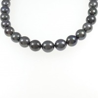 シルバークラスプ 黒蝶パール ネックレス 11-12.8mm