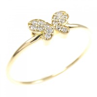 K18YG バタフライ ダイヤモンド リング 0.11CT