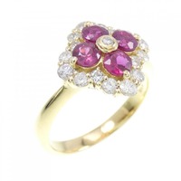 K18YG フラワー ルビー リング 0.72CT