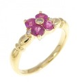 750YG フラワー ルビー リング