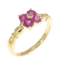 750YG フラワー ルビー リング