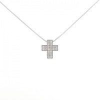 K18WG クロス ダイヤモンド ネックレス 0.20CT