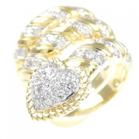 K18YG/K18WG ハート ダイヤモンド リング 0.86CT