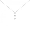 K18WG スリーストーン ダイヤモンド ネックレス 0.30CT
