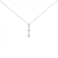 K18WG スリーストーン ダイヤモンド ネックレス 0.30CT