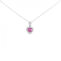 K18WG ハート ルビー ネックレス 0.41CT
