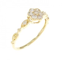 K18YG フラワー ダイヤモンド リング 0.18CT