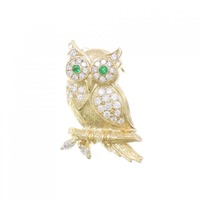 ウォルサム フクロウ エメラルド ブローチ 0.05CT