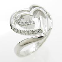 K18WG ハート ダイヤモンドリング