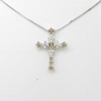 K18WG クロス ダイヤモンドネックレス30％引き