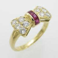 750YG リボン ルビーリング