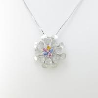 K18WG フラワー サファイヤネックレス20％引き