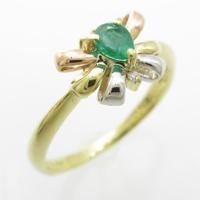 K18YG／PT リボン エメラルドリング