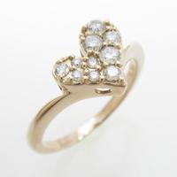 K18PG ハート ダイヤモンドリング