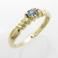 K18YG ハート アクアマリンリング