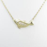 750YG イルカ ダイヤモンドネックレス