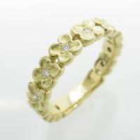 K18YG フラワー ダイヤモンドリング