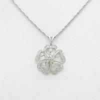 K18WG フラワー ダイヤモンドネックレス20％引き