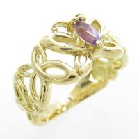 K18YG バタフライ アメジストリング