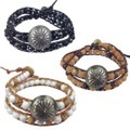 AQUA アクア　コンチョ付きラップブレス 6mm玉2連/ ブレスレットメンズ パワーストーンブレスレット アクセサリー