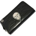 BWL(ビルウォールレザー)　W913 Zipper Flat Black Plain Tribal w/BWL Skull Blue Grey Gator