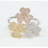 CZ　クローバーモチーフ　リング