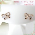 K14PG　キュービック　リボン　ピアス