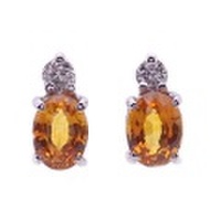 K18WG＆チタン　ゴールデンイエローサファイヤ 　プラスワン ピアス