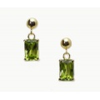 K18＆チタン　エメラルドカット ペリドット スウィング　ピアス