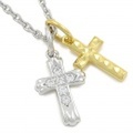 SYMPATHY OF SOUL（シンパシーオブソウル）　Double Cross Necklace - Silver w/CZ（ダブルクロスネックレス - シルバー w/ジルコニア）