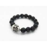 RUFAS（ルーファス）　XS.F2-Skull with Beads Ring Onyx - Silver（XS.F2スカルウィズビーズリングオニキス - シルバー）RBR00101