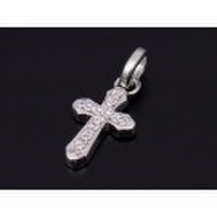 SYMPATHY OF SOUL（シンパシーオブソウル）　Smooth Cross Pendant - Silver w/CZ（スムースクロスペンダント - シルバー w/キュービックジルコニア）