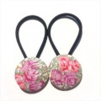 [くるみボタン]リバティ風花柄2つセット[ヘアゴム]