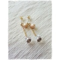 [ピアス]カット水晶 チェーン