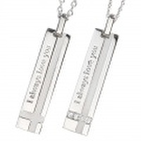 [刻印無料]　メッセージクロスペアネックレス｜Men’s & Lady’s（セット）　95-2517-2516
