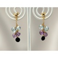 k18 アメシスト,ブルートパーズ,オニキスピアス/0287