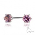 me.luxe 　K10WG ピンクトルマリン/誕生石1粒石ピアス（ホワイトゴールド）95-0735