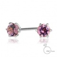 me.luxe 　K10WG ピンクトルマリン/誕生石1粒石ピアス（ホワイトゴールド）95-0735