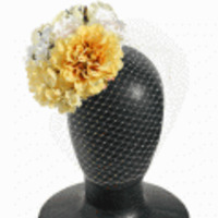 tulle couture◆フラワーガーデン＆チュールヘッドドレス◆イエローmix（バードケージベール付）