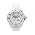 【CHANEL シャネル】J12 H1628 白セラミック/SS 12P ダイヤ33mm クォーツ デイト レディース 3195-0